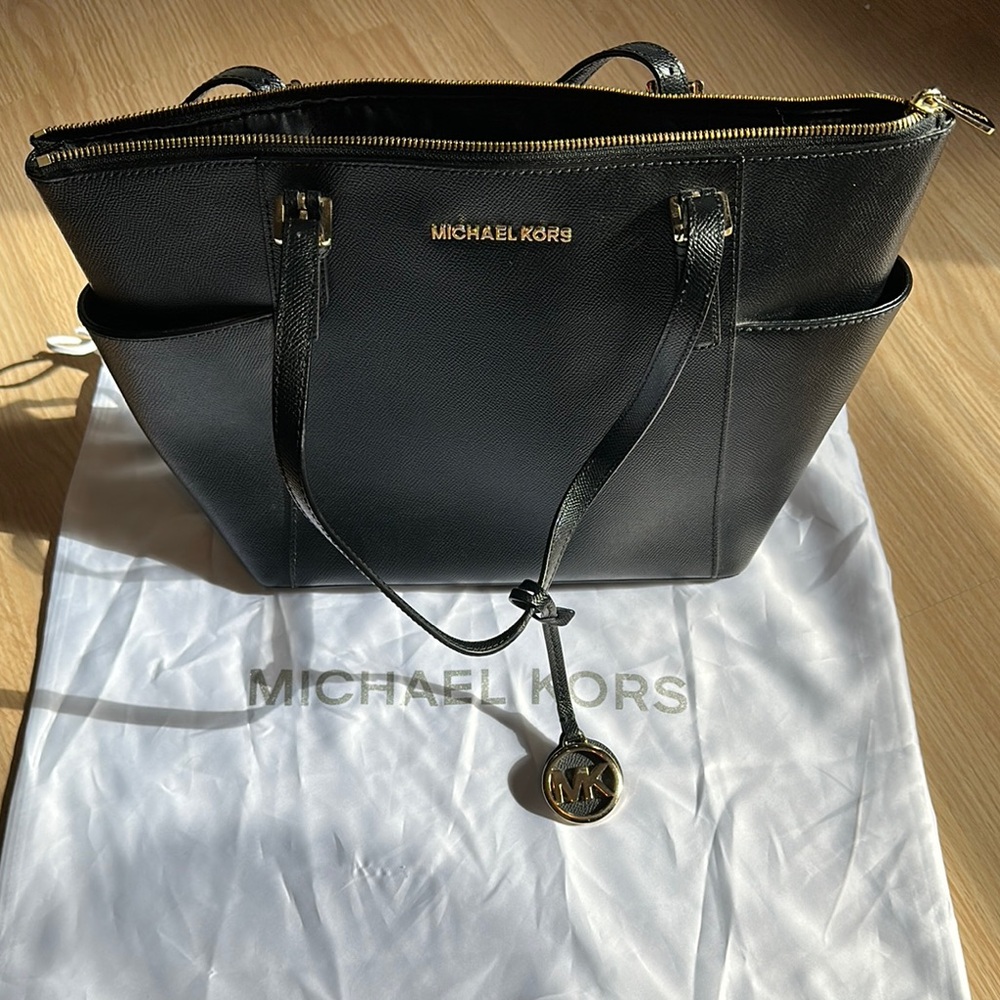 Michael Kors Black Structured Leather Tote